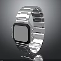 Apple Watch Smartwatch With Silver Square Case And Metal Link Strap