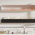 Modern Wall Mounted Fireplace With Realistic Flame Effect And Glass Panel Decor Elements 3d model