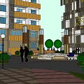 Modern Multistory Residential Apartment Buildings With Green Trees Lawns And Pathways