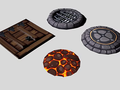 DP Device Collection Featuring Wooden Square Grated Stone And Lava Textured Circular Designs 3d model