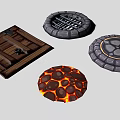 DP Device Collection Featuring Wooden Square Grated Stone And Lava Textured Circular Designs