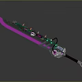 Sci Fi Tech Inspired Sword With Purple Glowing Blade And Green Circuit Details