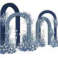 Elegant Event Entrance With Dark Blue Arches And Blue White Flower Decorations