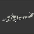 Detailed 3D Helicopter Model With Rotor Blades Cockpit And Gray Background