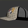 Stylish Beige Classic Pattern Cap With Tiger Graphic And Mesh Side Panels