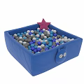 Blue Children's Play Pit With Colorful Balls Pink Star And Cartoon Face Design