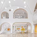 Bright Spacious Kindergarten Interior With Arched Design And Play Areas