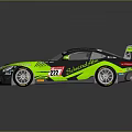 Green Mercedes AMG Racing Car With Number 55 Racing Team And Rear Wing