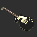 Black Electric Guitar With Gold Accents And Classic Body Design