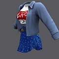 Denim Coat Skirt Skirt suit Clothes Coat Skirt Long Sleeve 3d model