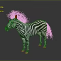 Standing Zebra With Black And White Stripes On Gray Background 3d model