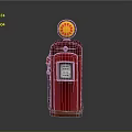 Vintage Red Gas Pump Model With Retro Design Round Top Sign And Gasoline Label