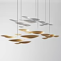 Modern Interior Chandelier Design With Gold Silver Leaf Shaped Hanging Pieces 3d model