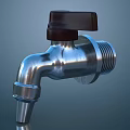 Stainless Steel Water Faucet With Black Handle And Polished Metal Spout Design