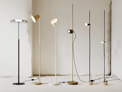 Modern Design Floor Lamps With Various Shapes Bases And Color Options 3d model
