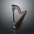 Elegant Harp as Home Living Decorative Musical Instrument with Wooden Design and Metal Accents