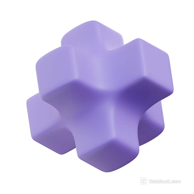 Modern Purple Geometric Ornament Set with Minimalist Design for Home Decor 3d model 