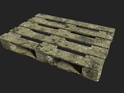 Old Worn Wooden Pallet With Rustic Slats And Aged Texture 3d model