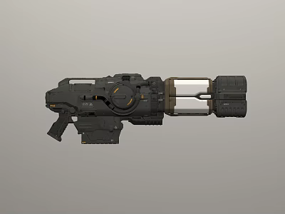 Black Sci Fi Weapon With Mechanical Barrel Grip And Futuristic Components 3d model