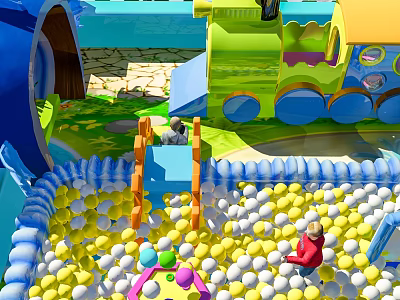 Vibrant Playground Equipment with Ball Pit Slide Colorful Balls and Kids Playing 3d model