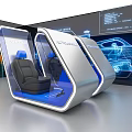Futuristic McLaren Simulation Seat With Interactive Display And Car Blueprint Background