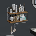 Modern Bathroom Shelf With Two Tier Design And Hooks Organizing Toiletries Skincare Products And Tissue