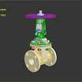 Industrial Stainless Steel Valve With Blue Handwheel Flange Connection And Reflective Surface