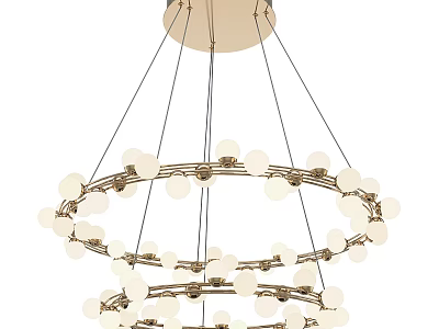Modern Elegant Layered Circular Chandelier With White Bulbs And Metallic Frame Hanging From Ceiling 3d model