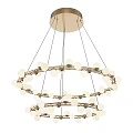 Modern Elegant Layered Circular Chandelier With White Bulbs And Metallic Frame Hanging From Ceiling