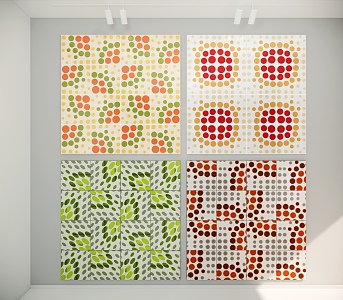 Pop Art Tile Polka Dot Color Gradient Square Tile Mosaic Splicing Seamless Tile 3d model