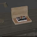 Modern Decorative Ornament Set With Wooden Box Books Pine Cone And Gold Table Lamp