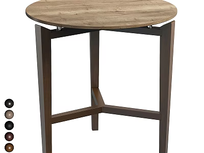Wooden Round Top Coffee Table With Dark Legs And Minimalist Design Options 3d model