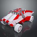Off Road Terrain With Red White Racing Buggy And Large Wheels
