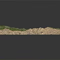 3D Terrain Model Featuring Green Mountain Ranges Central Blue Lake And Layered Strata