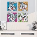 Colorful Cartoon Character Mosaic Wall Art With Square Tiles For Living Room Decor