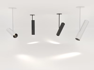 Modern Cylindrical Ceiling Downlights And Spotlights In White Black Stylish Design 3d model