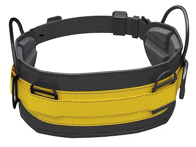 Black And Yellow Outdoor Utility Belt With Adjustable Straps And Secure Buckle 3d model