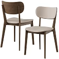 Modern Minimalist Dining Chairs With Dark Wood Frame And Light Upholstered Seats