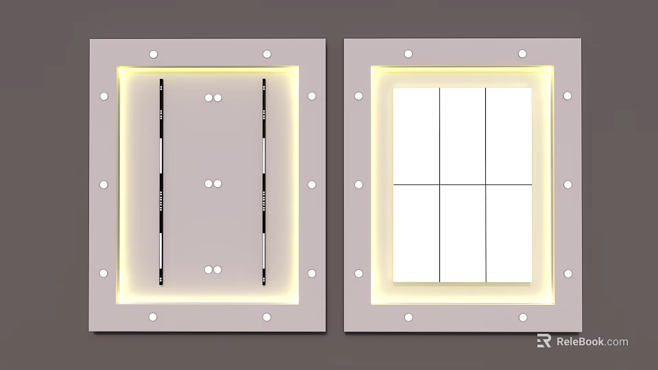 Ceiling Design With Integrated Lighting And Panel Details 3d model 