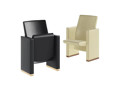 Modern Public Chairs With Black And Beige Upholstery Sleek Armrests And Sturdy Bases 3d model