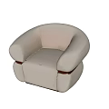 Modern Beige Leather Single Sofa With Round Design And Comfortable Armrest 3d model