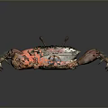 Vibrant Crab With Large Red Claws And Colorful Shell On Dark Background 3d model