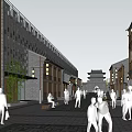 Scenic Commercial Street With Modern Architecture Traditional Elements River And Green Spaces