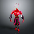 Detailed Red And Purple 3D Character With Decorative Costume And Headpiece