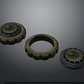 Circular Mechanical Gear Components with Metallic Rim and Blue Center Design