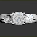 Three Stone Silver Ring With Sparkling Diamonds For Everyday Use