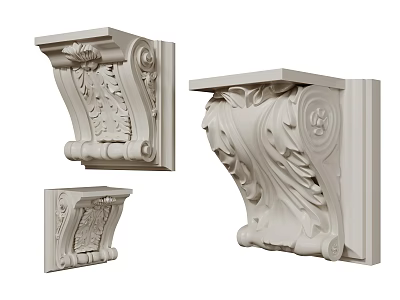 Ornate Classical Capitals With Intricate Carved Leaf Patterns And Decorative Details 3d model