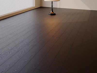 Dark Wooden Flooring With Wood Grain Texture In Interior With Natural Light And Floor Lamp 3d model
