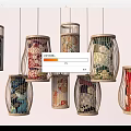 Japanese-style lantern bamboo lantern 3d model