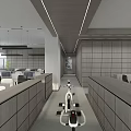 Modern Public Office Interior With Open Layout Workstations Pendant Lights And Storage Cabinets 3d model
